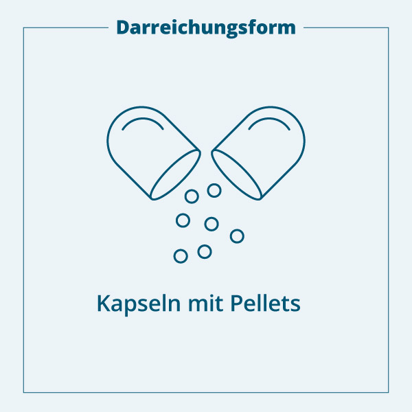 Vitaperlen Darreichungsform: Kapseln mit geschützten Zeitperlen / Pellets, illustrierte Darstellung